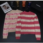 MIU MIU bump rose pink stripe letter jacquard mohair